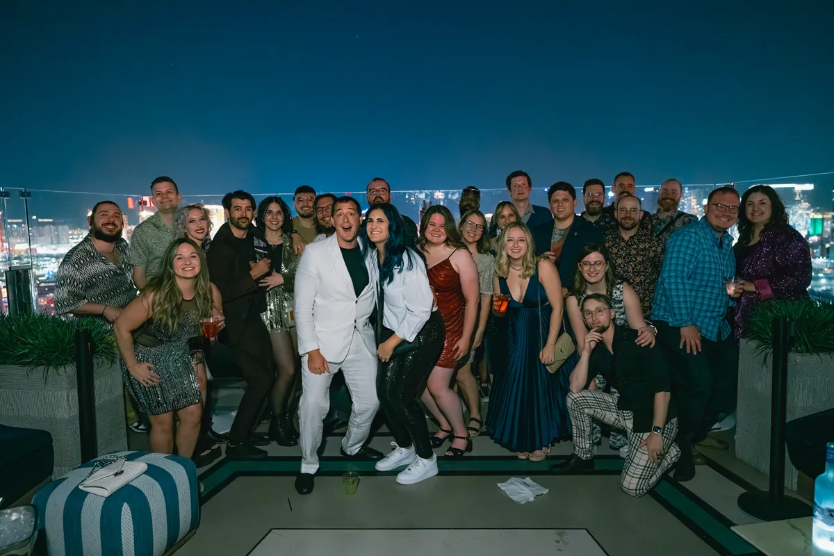 Wedding group celebration at Ghostbar